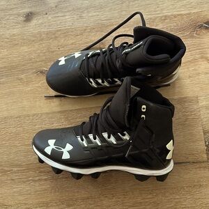 Under Armour Kids Black White High-Top Cleats Sneakers